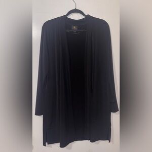 JM Collection Classic Black Open-Front Cardigan
